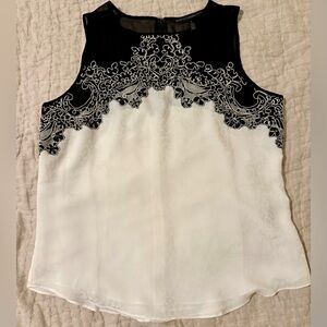 White House Black Market Black and White Sleeveless Blouse
